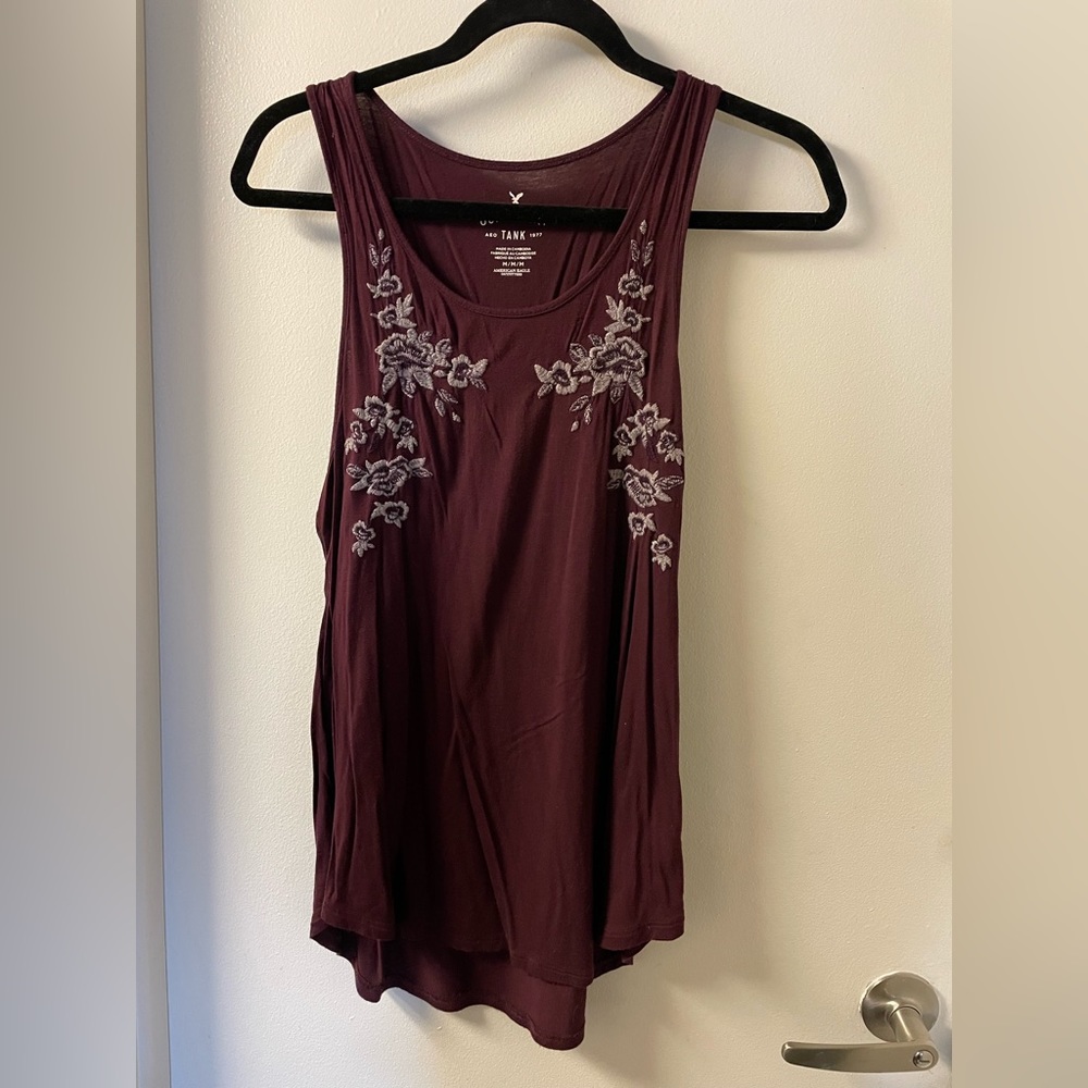 American Eagle Maroon Floral Tank